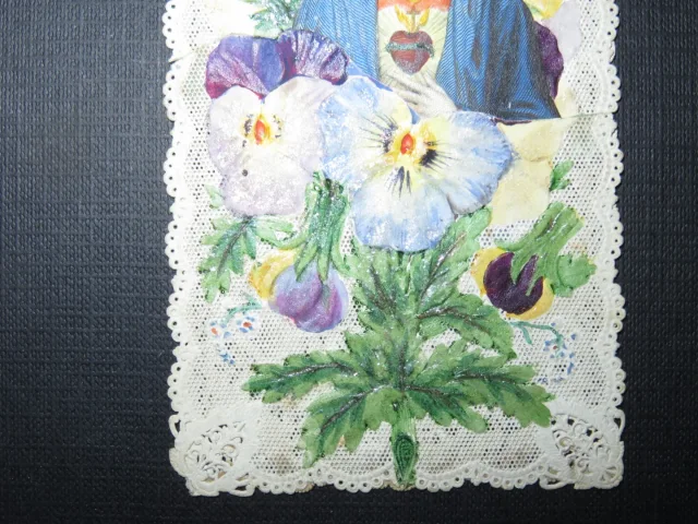 Image pieuse, dentelle, Christ, époque début 20ème.