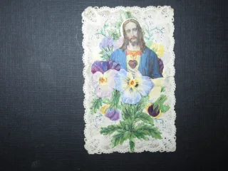 Bild pieuse, dentelle, Christus, époque début 20ème.