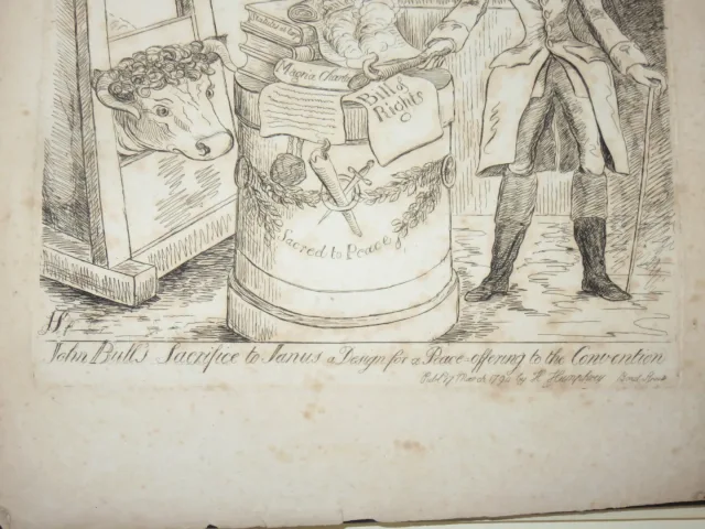 Personnages avec guillotine, eau-forte époque 18ème.