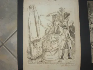 Persönlichkeiten mit Guillotine, eau-forte époque 18ème.
