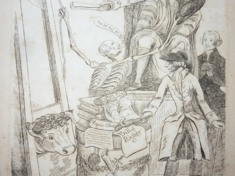 Persönlichkeiten mit Guillotine, eau-forte époque 18ème.