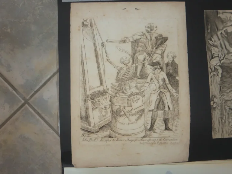 Persönlichkeiten mit Guillotine, eau-forte époque 18ème.