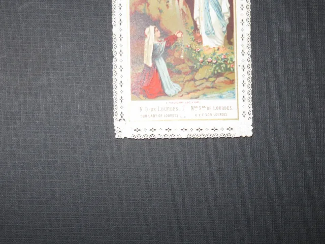 Image pieuse, dentelle, Notre Dame de Lourdes, époque début 20ème.