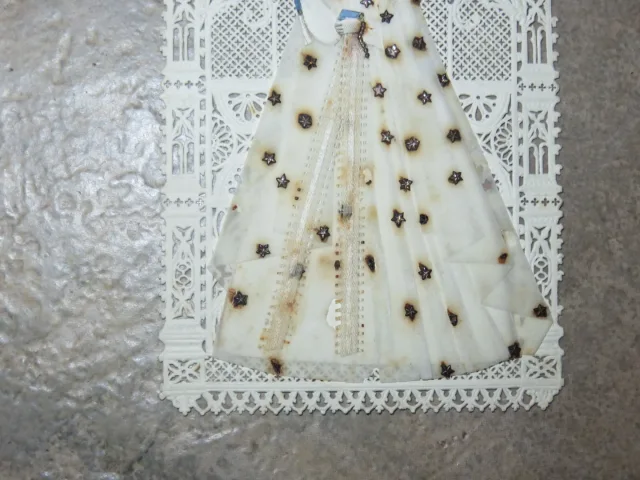 Image pieuse en dentelle et papier de riz, époque début 20ème.