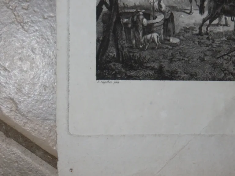 Scène près dun puit, Tiefdruck-Epoche 18ème.