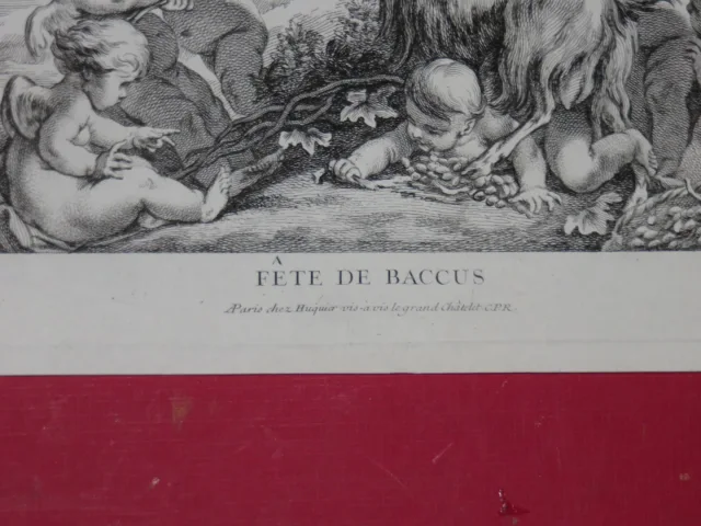 " Fête de Baccus ", Dieu de la Vigne, eau-forte époque 18ème.