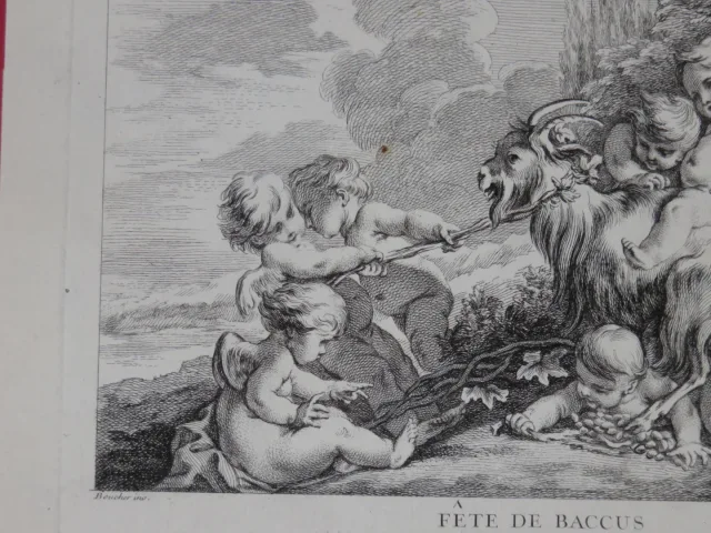 " Fête de Baccus ", Dieu de la Vigne, eau-forte époque 18ème.