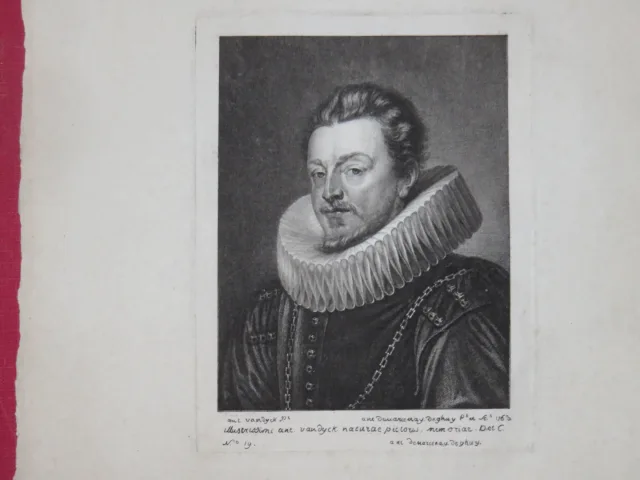Le peintre Vandick, eau-forte époque 18ème.