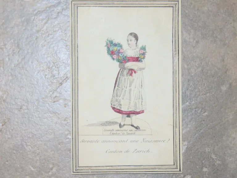 Personnages de Suisse, 4 Tiefdrucke époque fin 18ème.