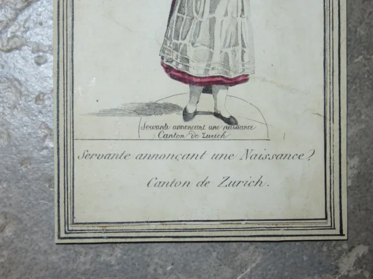 Personnages de Suisse, 4 Tiefdrucke époque fin 18ème.