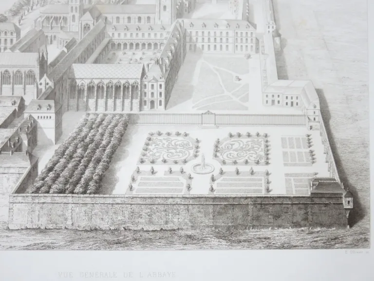 Abbaye de St Germain des prés, gravure époque 19ème.