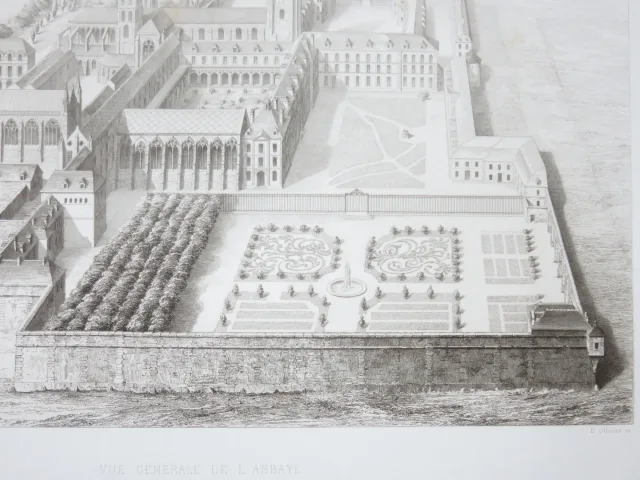 Abbaye de St Germain des prés, gravure époque 19ème.