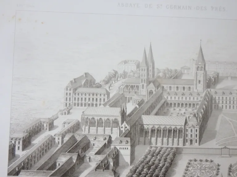 Abbaye de St Germain des prés, gravure époque 19ème.