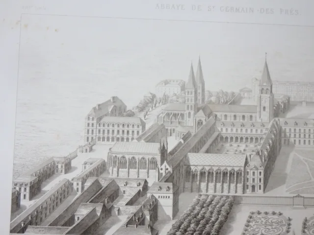 Abbaye de St Germain des prés, gravure époque 19ème.