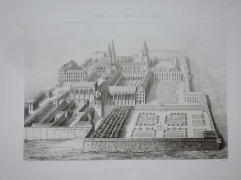 Abbaye de St Germain des prés, gravure époque 19ème.