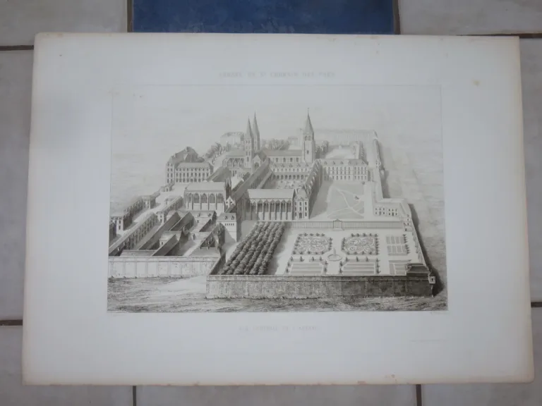 Abbaye de St Germain des prés, gravure époque 19ème.