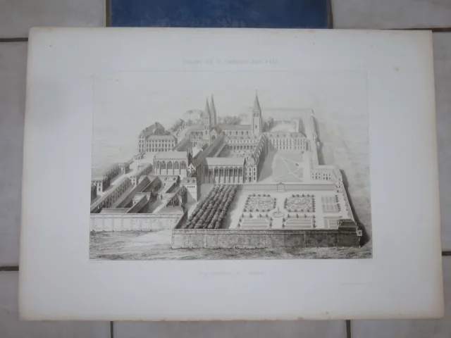 Abbaye de St Germain des prés, gravure époque 19ème.