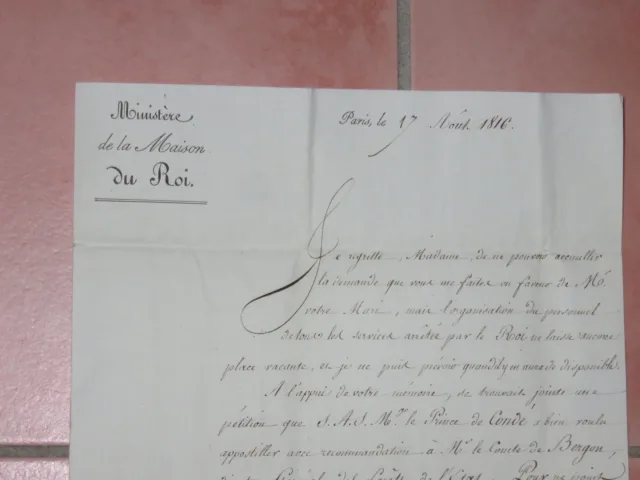 SCHRIFTLICHES PAPIER DATIERT 1816