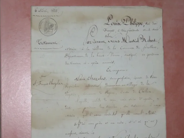 Lettre Avec En-tête Louis Philippe, Datée De 1835.