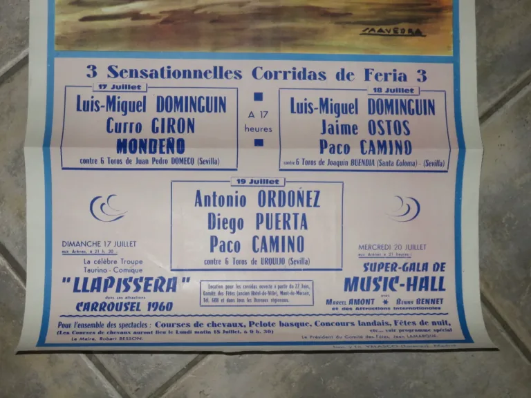 Affiche Ancienne De Tauromachie de 1960.