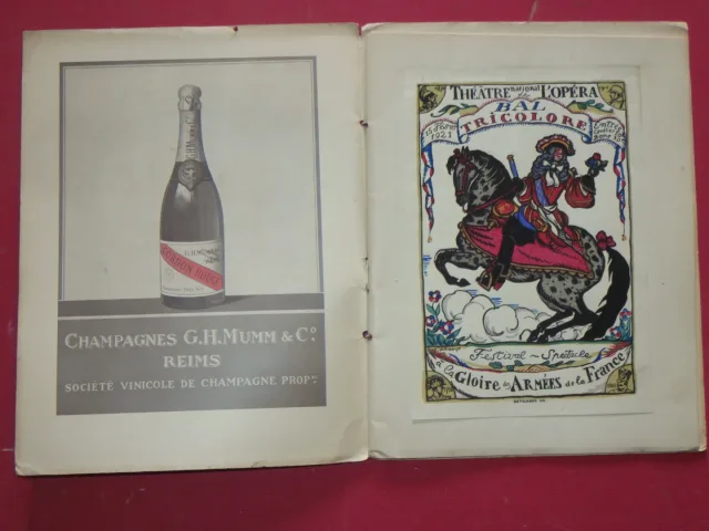 オペラ・プログラム「Bal Tricolore」パリ・オペラ座1921年。