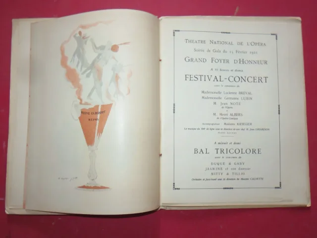 オペラ・プログラム「Bal Tricolore」パリ・オペラ座1921年。