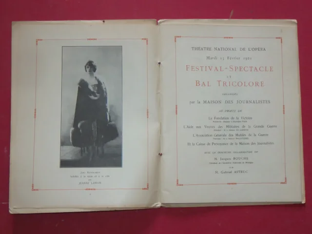 オペラ・プログラム「Bal Tricolore」パリ・オペラ座1921年。