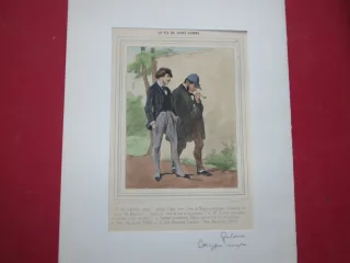 " La vie de jeune homme ", lithographie de Gavarni, époque 19ème.