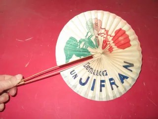 Eventail publicitaire, apéritif Jiffran, époque milieu 20 ème.