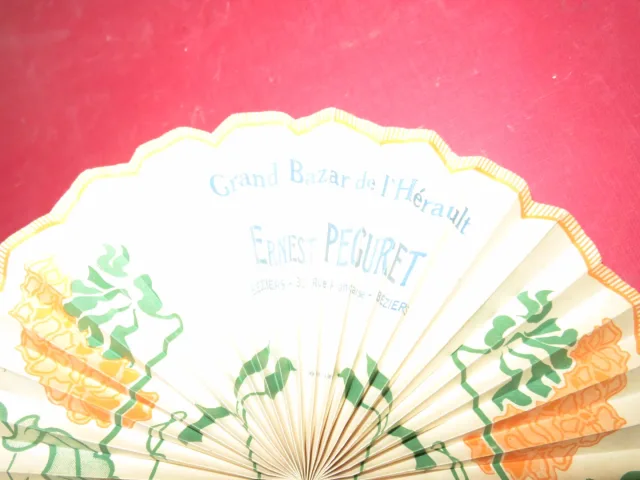 Eventail publicitaire,  " Grand Bazard de l'Hérault ", époque milieu 20 ème.