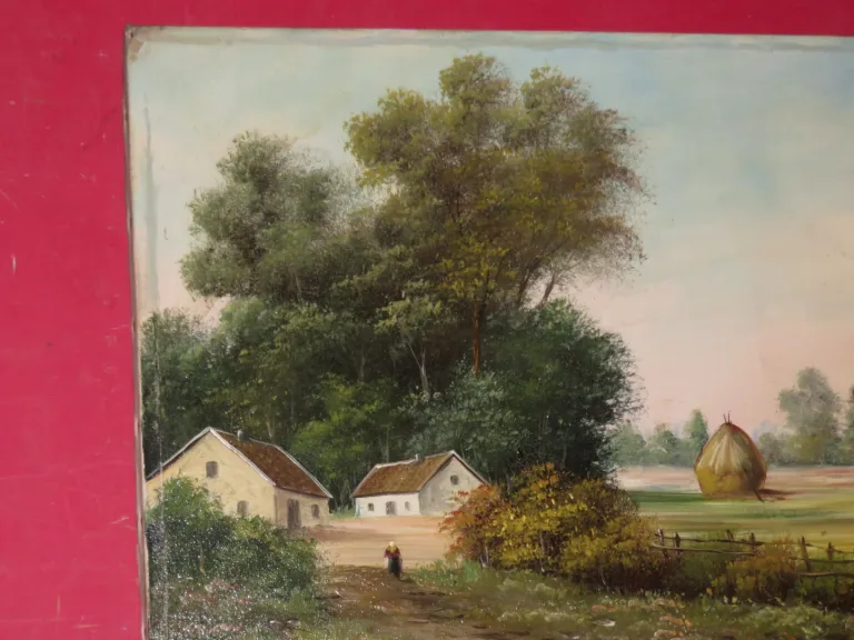 Scène De Campagne, Peinture Epoche 19ème.