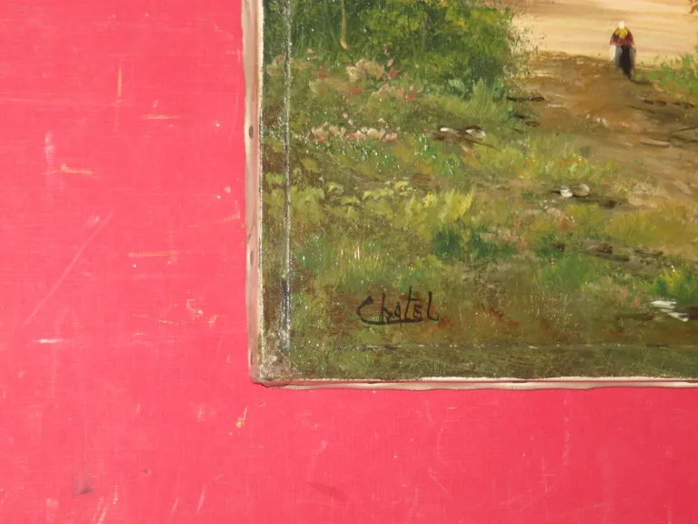 Scène De Campagne, Peinture Epoche 19ème.