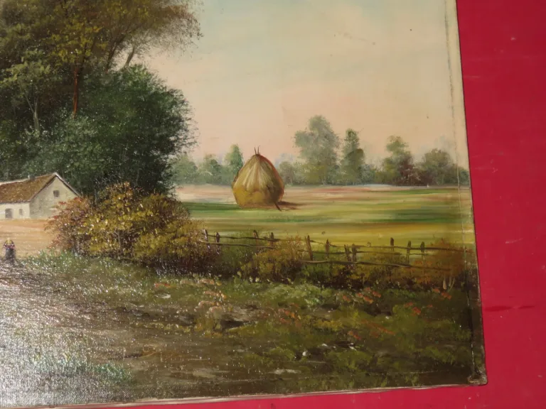 Scène De Campagne, Peinture Epoche 19ème.