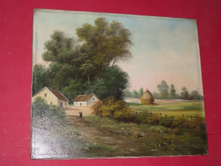 Scène De Campagne, Peinture Epoche 19ème.