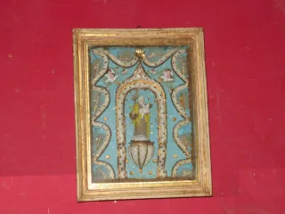 Un Cadre Reliquaires Avec St Joseph Et l'Enfant Jésus, époque Début 19ème.