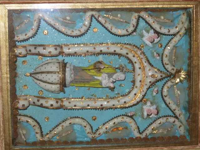 Un Cadre Reliquaires Avec St Joseph Et l'Enfant Jésus, époque Début 19ème.