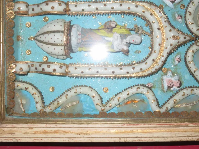 Un Cadre Reliquaires Avec St Joseph Et l'Enfant Jésus, époque Début 19ème.