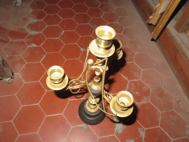 Paire De Kronleuchter En Bronze à 4 Lumières, Epoche 19ème