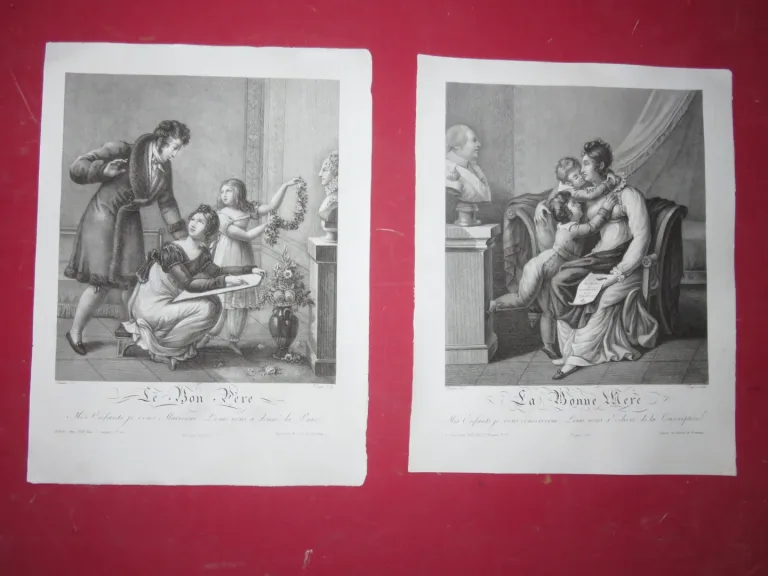 "Le Bon Père" y "La Bonne Mère", Eaux Fortes époque 19ème