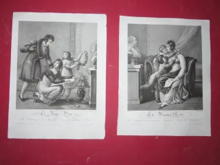 "Le Bon Père" und "La Bonne Mère", Eaux Fortes époque 19ème