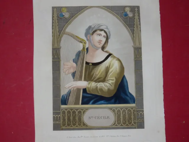 Ste Cécile, eau-forte époque 19 ème.