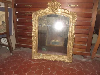 Miroir époque 17ème, Louis XIV En Bois Doré.
