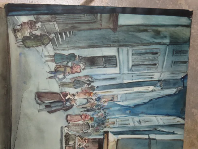 Scène De Rue, Aquarelle Signée Stannard, époque 20ème.