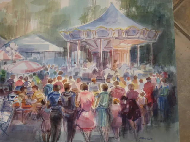 Fête foraine, aquarelle époque 20ème.