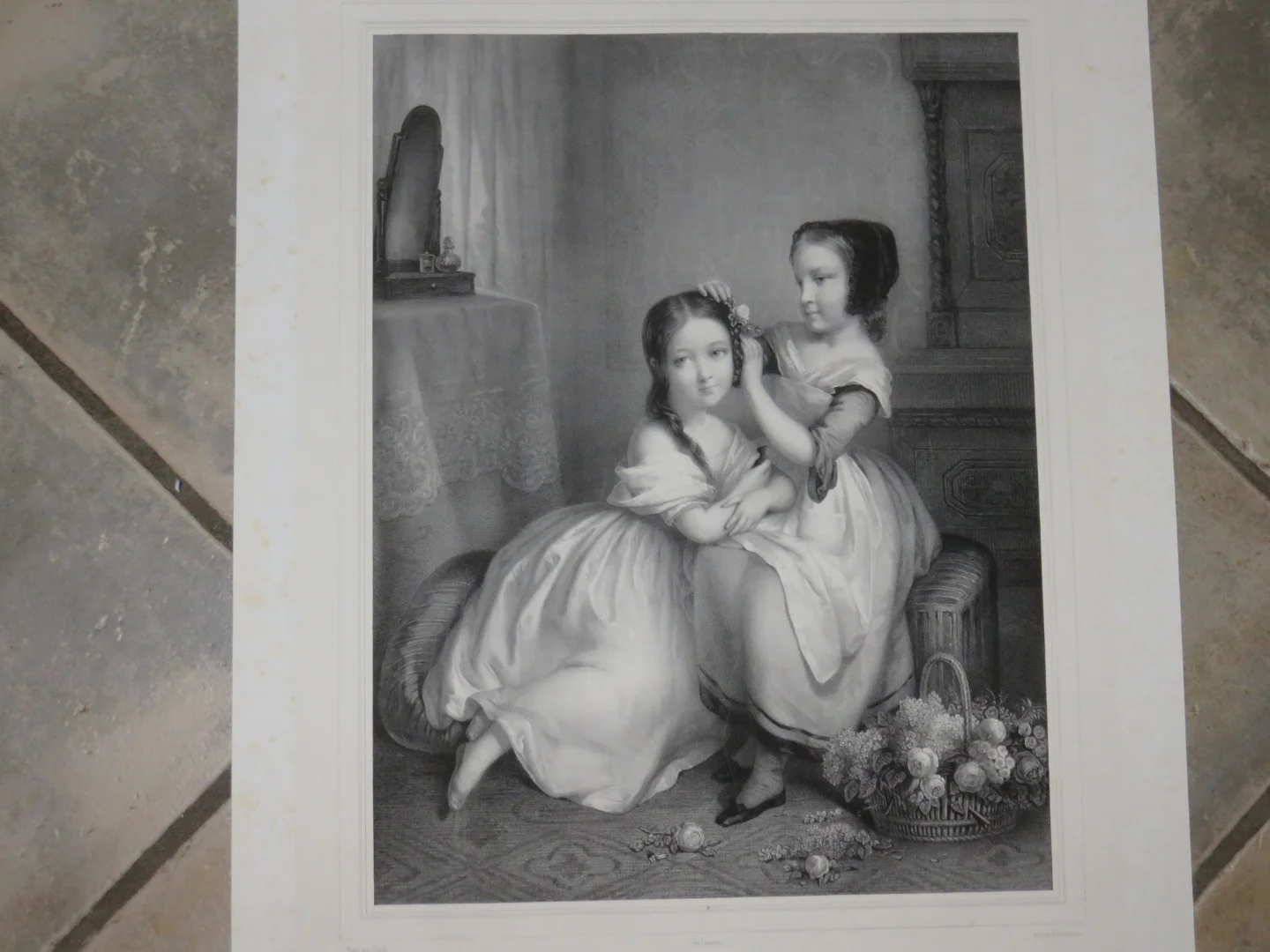 Les "soeurs De Lait", Lithographie Epoche Fin 19ème.