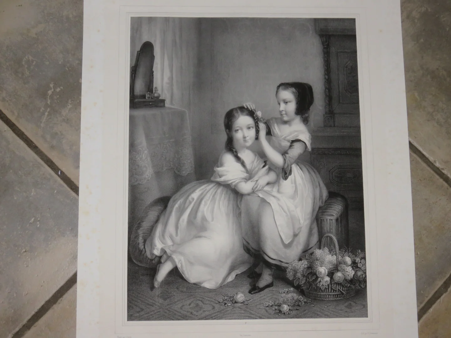 Les "soeurs De Lait", Lithographie Epoche Fin 19ème.