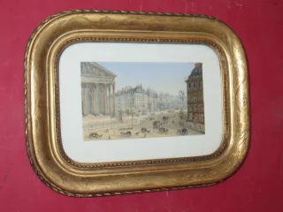 Paris, Place De La Madeleine, Aquarelle époque 19ème.