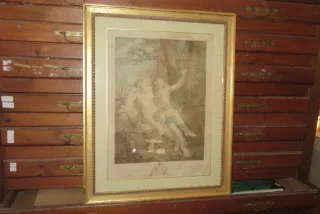 "Angélique Et Médor", Eau-forte époque 18ème.