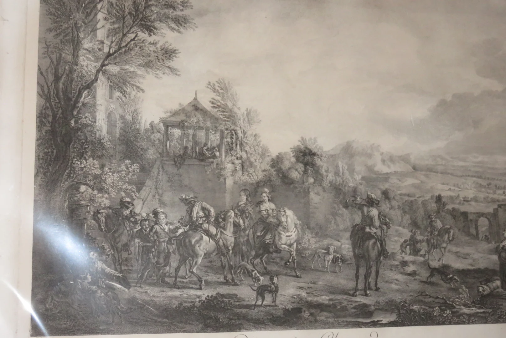 " Départ de Chasse", gravure époque début 19ème.