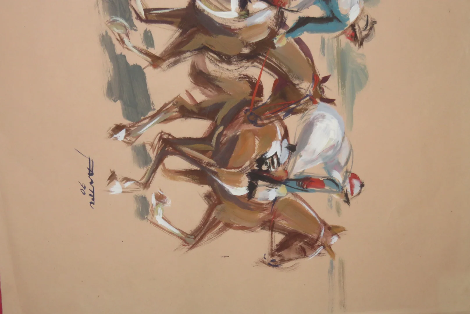 Courses Hippiques,  Aquarelles époque 20ème.